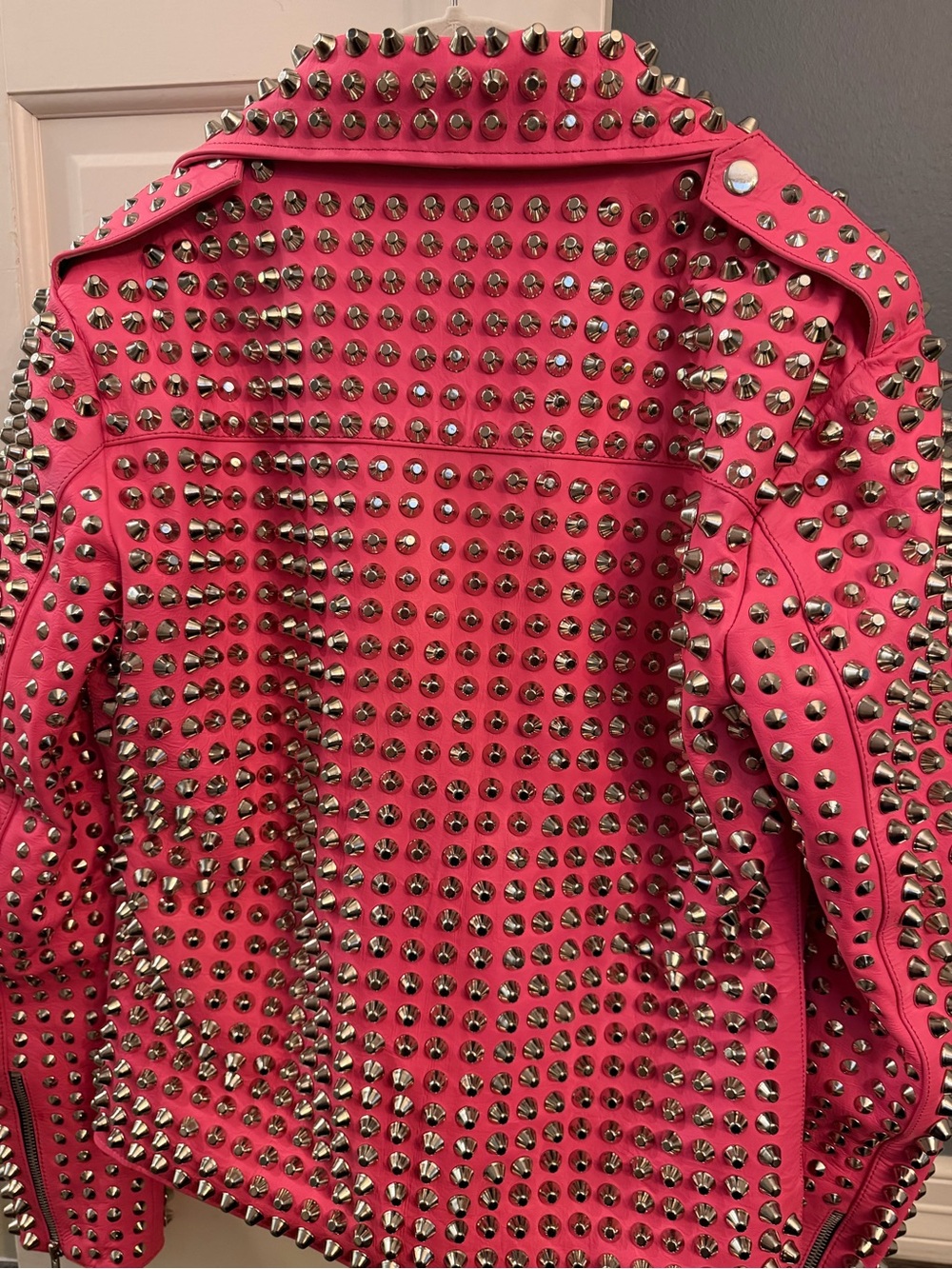 Hot pink Leather Jacket with Studs - Picture 3 of 8